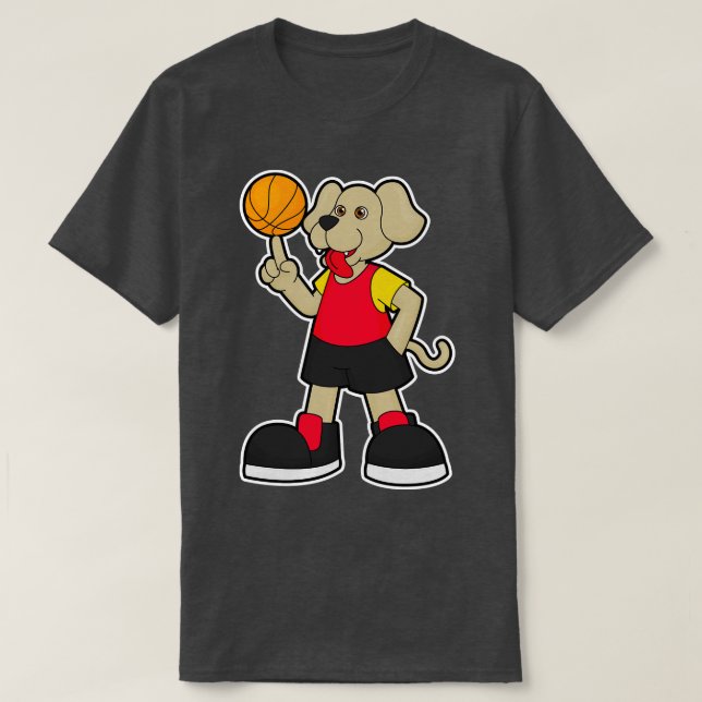 T-shirt Chien comme joueur de basket-ball avec Basketball  (Design devant)