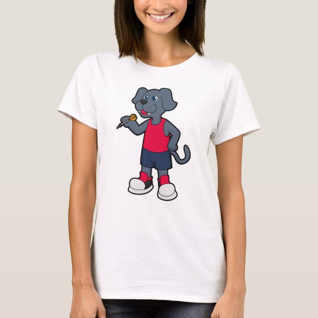 T-shirt Chien comme joueur de fléchettes avec fléchettes (Devant)