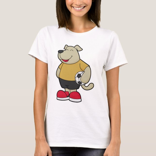 T-shirt Chien comme joueur de football avec balle de footb (Devant)