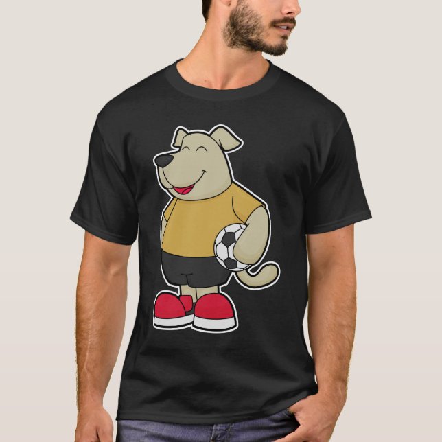 T-shirt Chien comme joueur de football avec balle de footb (Devant)