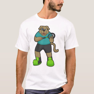 T-shirt Chien comme joueur de tennis avec raquette de tenn