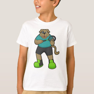 T-shirt Chien comme joueur de tennis avec raquette de tenn