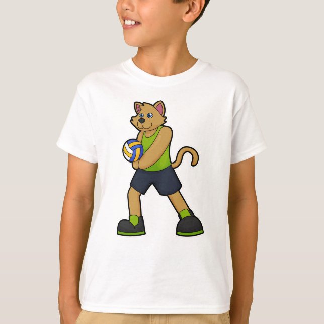T-shirt Chien comme joueur de volleyball avec volleyball (Devant)