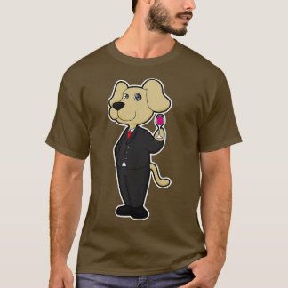 T-shirt Chien comme marié avec verre de vin rouge