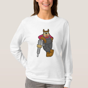 T-shirt Chien comme mécanicien avec bougie