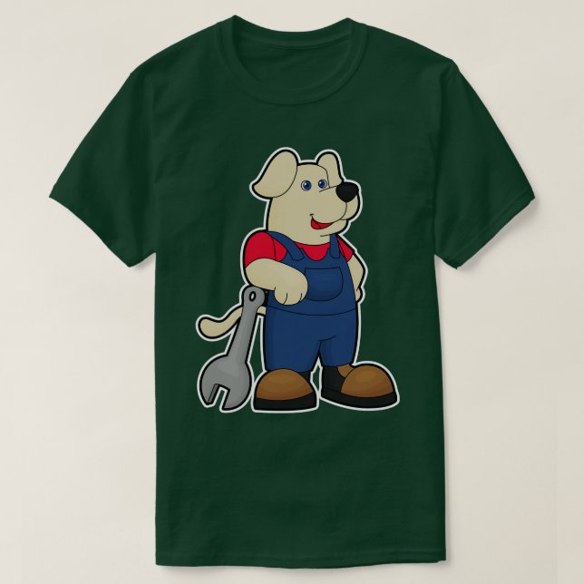 T-shirt Chien comme mécanicien avec clé (Design devant)