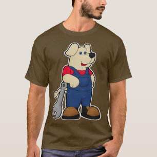 T-shirt Chien comme mécanicien avec clé