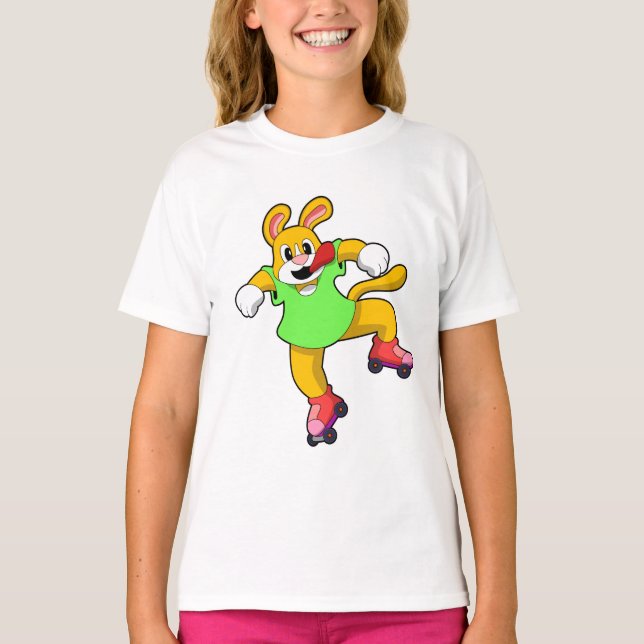T-shirt Chien comme Patineur en ligne avec Patins en ligne (Devant)