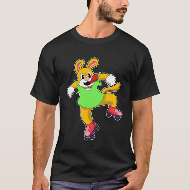 T-shirt Chien comme Patineur en ligne avec Patins en ligne (Devant)