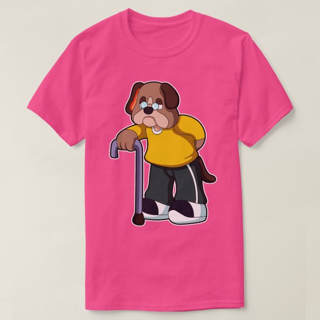 T-shirt Chien comme pensionné avec aide à la marche (Design devant)