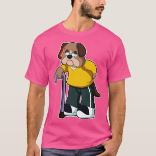T-shirt Chien comme pensionné avec aide à la marche