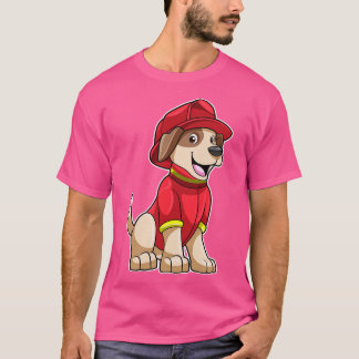 T-shirt Chien comme pompier avec casque d'incendie