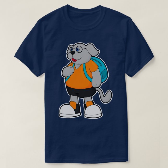 T-shirt Chien comme randonneur avec sac à dos (Design devant)