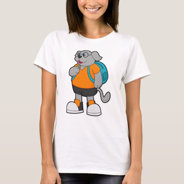 T-shirt Chien comme randonneur avec sac à dos (Devant)