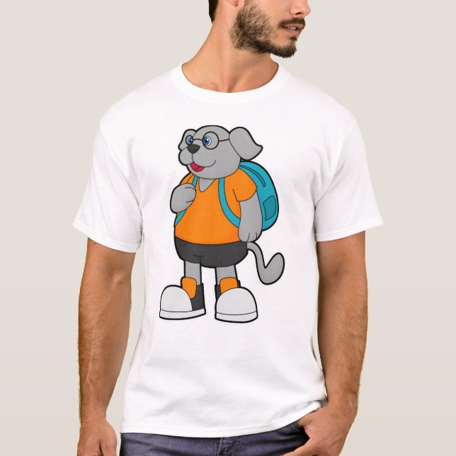 T-shirt Chien comme randonneur avec sac à dos (Devant)