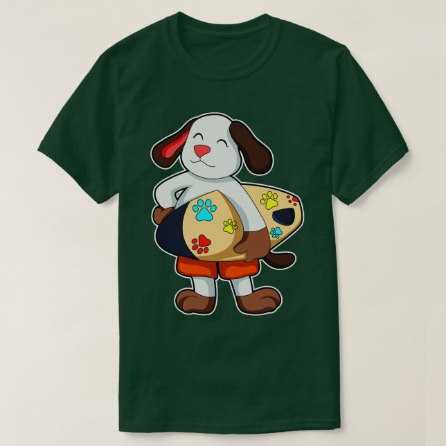 T-shirt Chien comme surfer avec Surfer (Design devant)