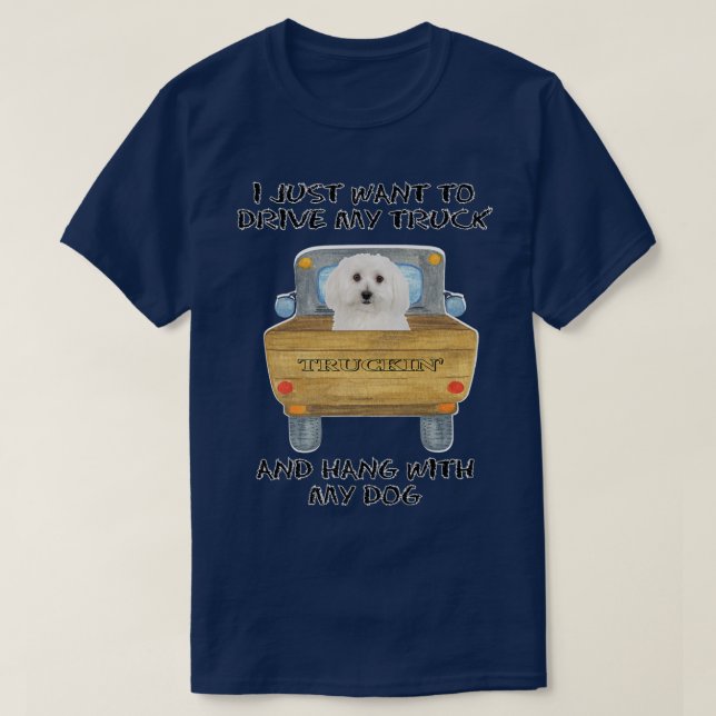 T-shirt Chien conducteur de camion Bichon Frises (Design devant)