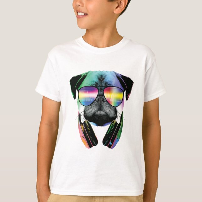 T-shirt Chien Cool Carlin Dj (Devant)