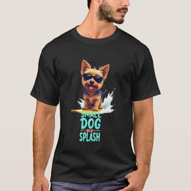 T-shirt Chien cool de surf Yorkshire Terrier (Devant)