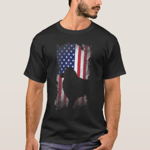 T-shirt Chien Cool du drapeau américain Shetland patriotiq