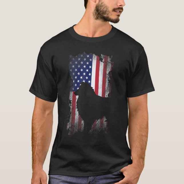 T-shirt Chien Cool du drapeau américain Shetland patriotiq (Devant)