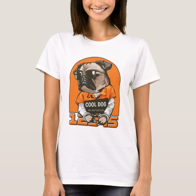T-shirt Chien cool | Illustration de chien amusant et curi (Devant)