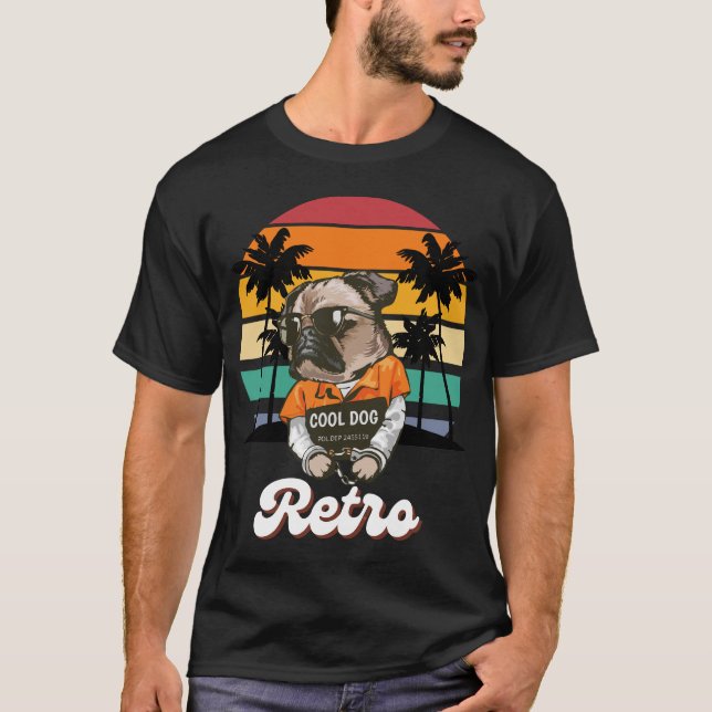 T-shirt Chien cool : Rétro (Devant)