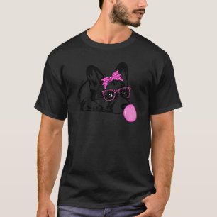 T-shirt Chien Corgi avec lunettes de bandana au bubble gum