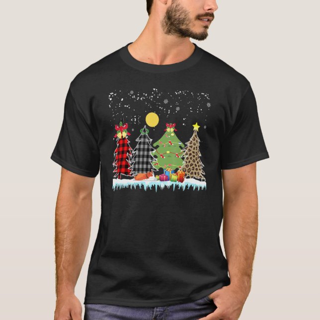 T-shirt Chien Corgi avec Sapin de Noël Léopard (Devant)