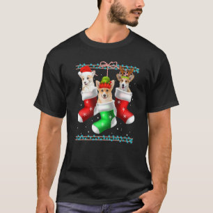 T-shirt Chien Corgi Chaussettes de Noël Xmas Pyjama Chiot