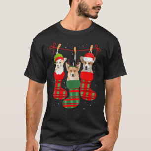 T-shirt Chien Corgi Chaussettes de Noël Xmas Pyjama Chiot