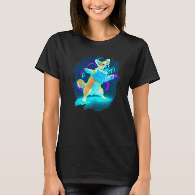 T-shirt Chien Corgi Danse Rétro Breakdance Danse Danseur  (Devant)