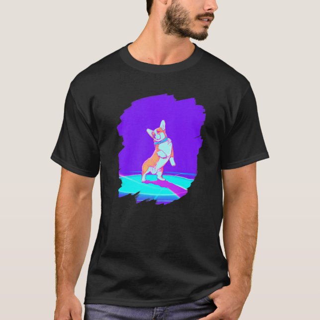 T-shirt Chien Corgi Danse Rétro Breakdance Danse Danseur  (Devant)
