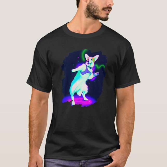 T-shirt Chien Corgi Danse Rétro Breakdance Danse Danseur  (Devant)