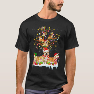 T-shirt Chien Corgi Éclairage de Noël Chapeau de Père Noël