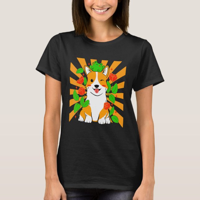 T-shirt Chien Corgi Fleur (Devant)