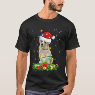T-shirt Chien Corgi Gallois Lumières de Noël Chapeau de Pè