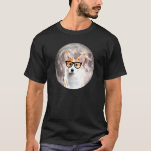 T-shirt Chien Corgi Lune Nerd Lunettes Hipster Mignon Anim