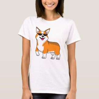 T-shirt Chien Corgi mignon avec lunettes de soleil