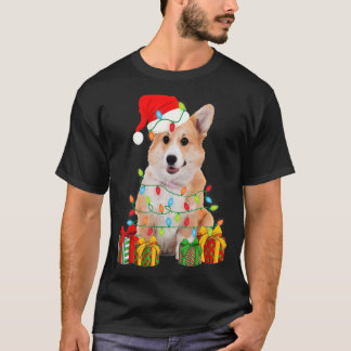 T-shirt Chien Corgi Noël Lumières de Noël Chiot