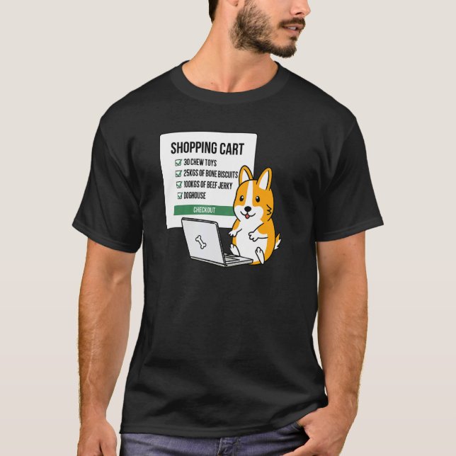 T-shirt Chien Corgi Panier d'Achat (Devant)