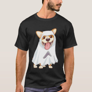 T-shirt Chien Corgi portant un costume de fantôme blanc Ch