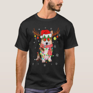 T-shirt Chien Corgi Renne Chapeau de Père Noël Noël