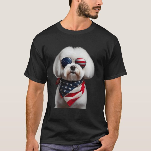 T-shirt Chien Coton de Tulear 4 juillet Indépendance améri (Devant)