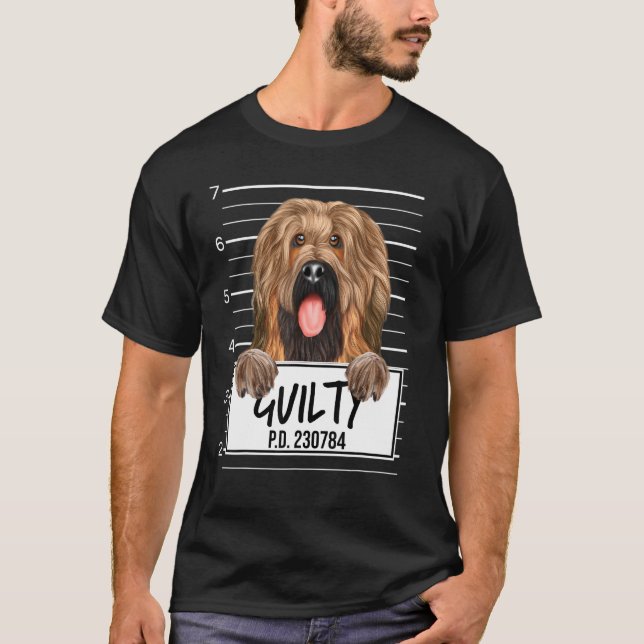 T-shirt Chien Coupable Briard Mugshot (Devant)