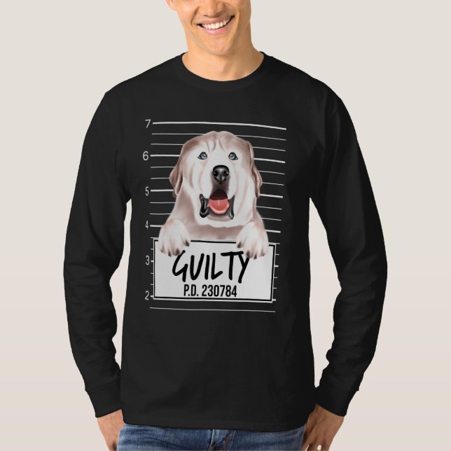 T-shirt Chien Coupable de Grande Pyrenee Mugshot (Devant)