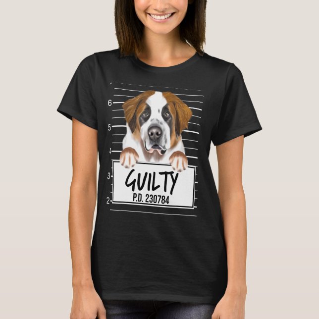 T-shirt Chien Coupable Mugshot St Bernard (Devant)