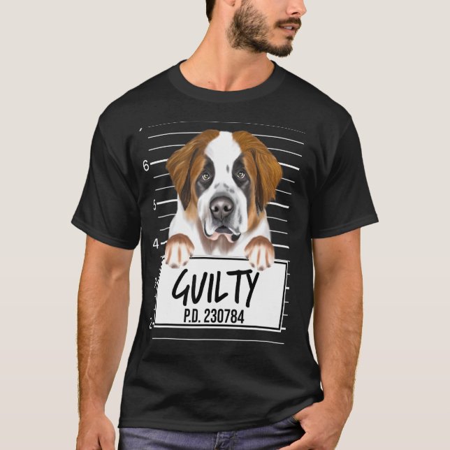 T-shirt Chien Coupable Mugshot St Bernard (Devant)