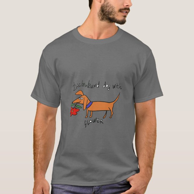 T-shirt chien dachshund avec bande rouge (Devant)