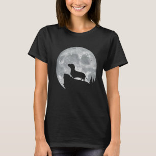 T-shirt Chien Dachshund Avec La Lune Pour Les Propriétaire